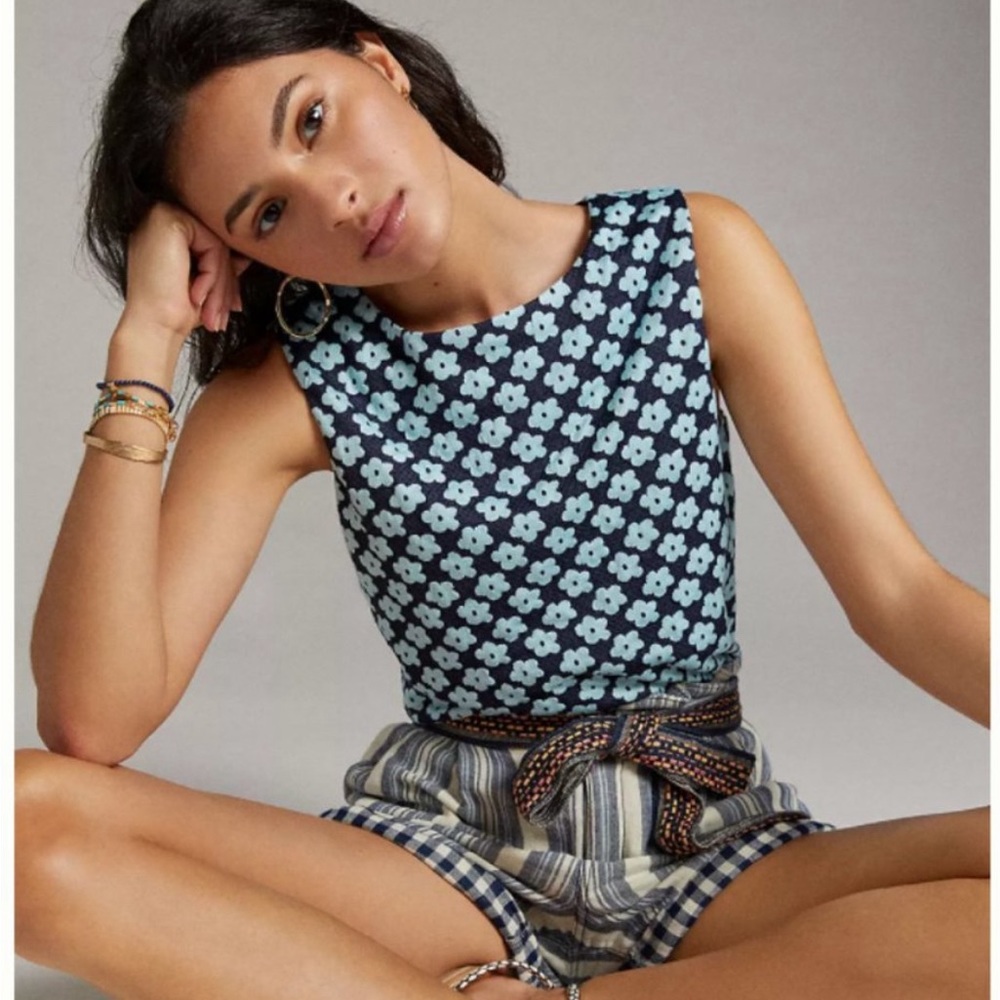 Anthropologie Eva Franco Floral Jacquard Crop Top